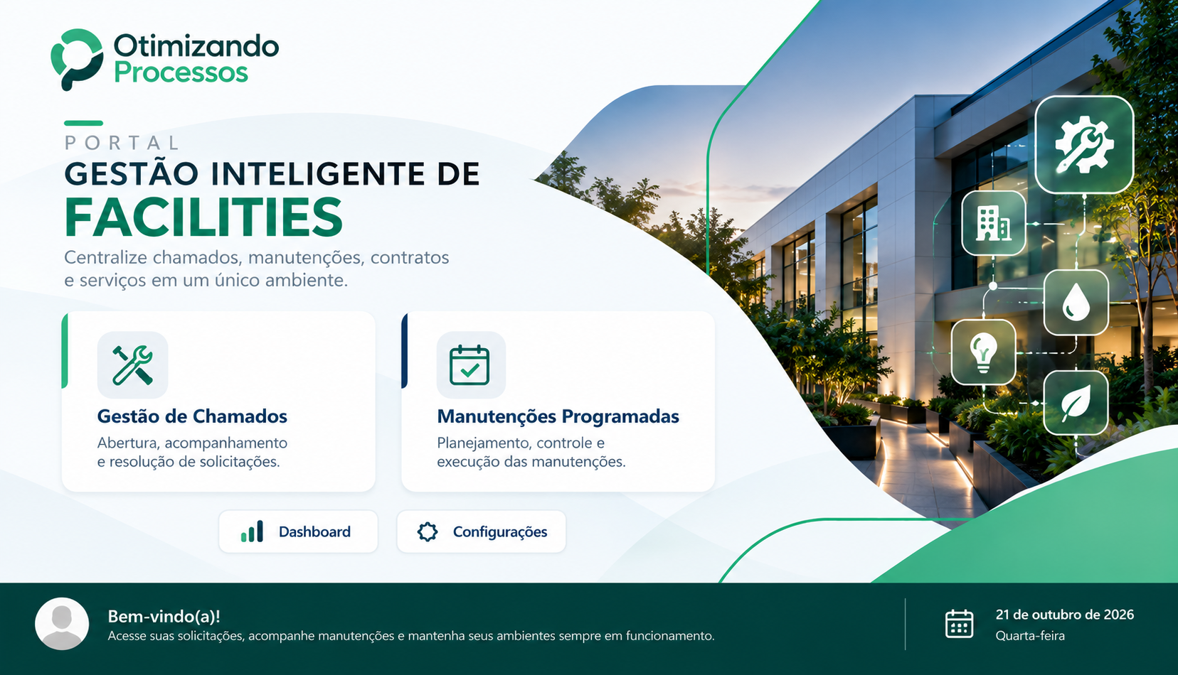 Ilustração conceitual de Gestão Inteligente de Facilities